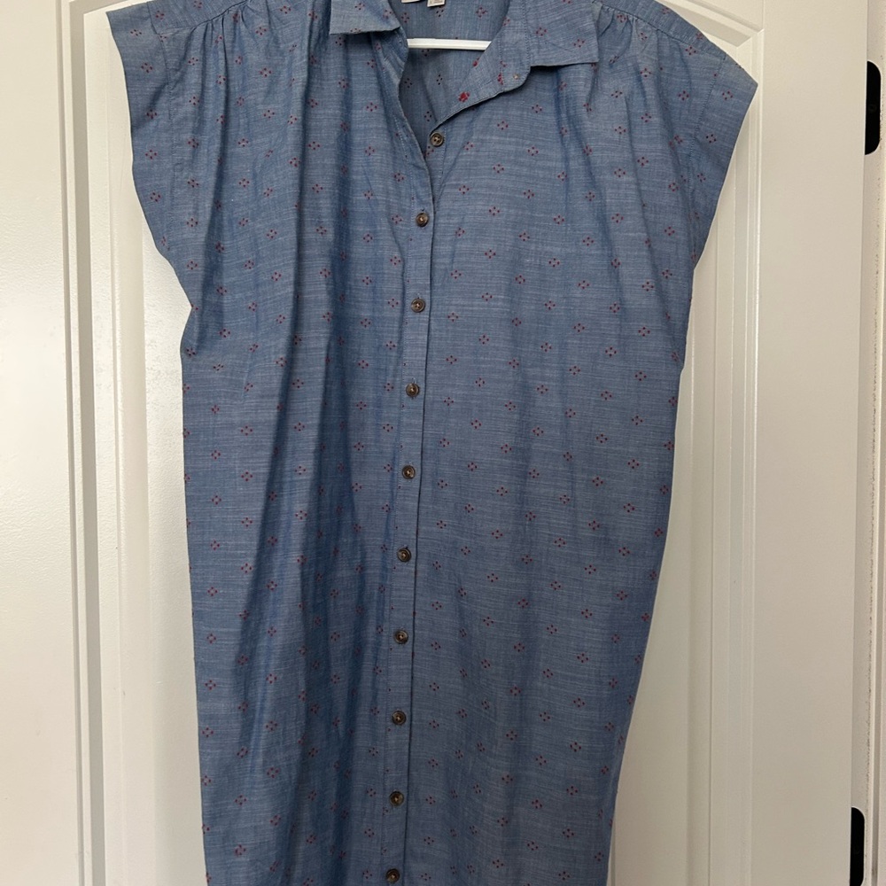 LOFT Blue Button Down Casual Dress